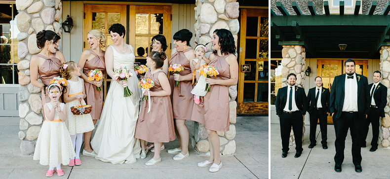 These are photos of the bride and bridesmaids and the groom and groomsmen.