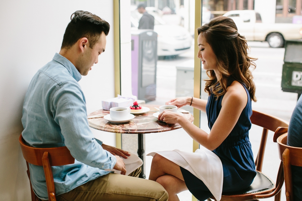 Los Angeles Engagement session at Bottega Louie and The Perch