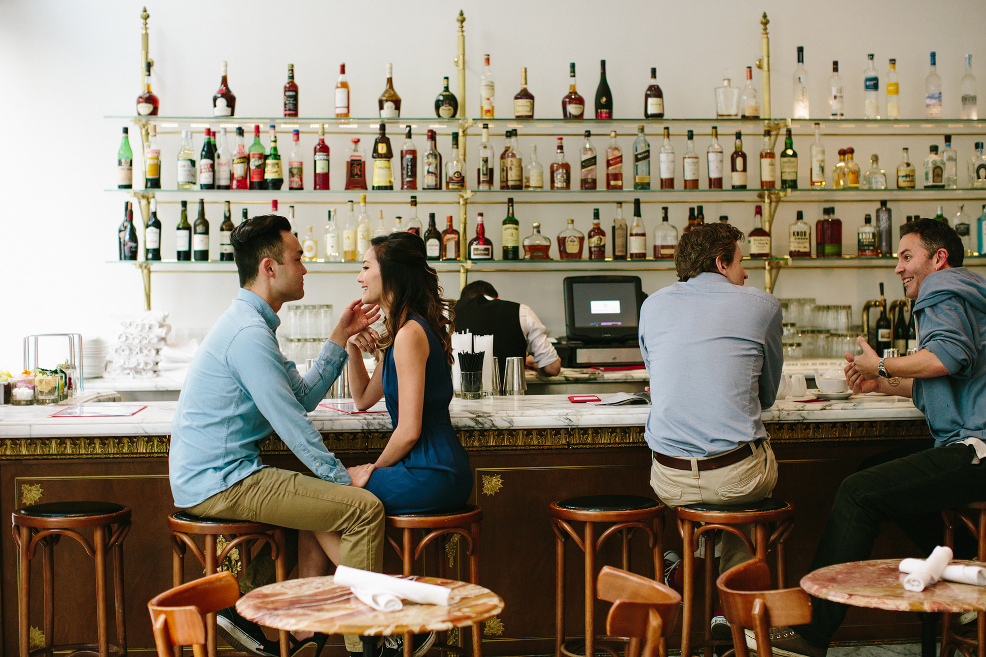 Los Angeles Engagement session at Bottega Louie and The Perch