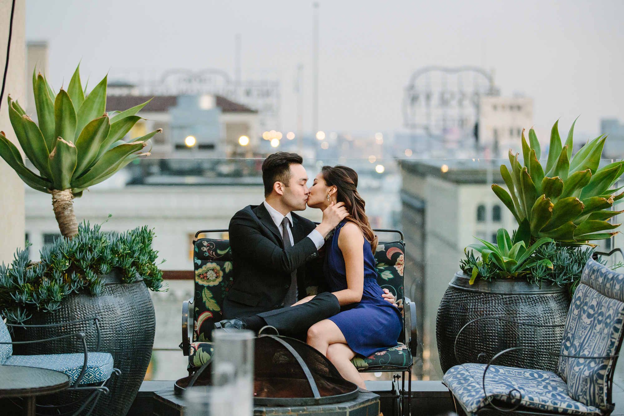 Los Angeles Engagement session at Bottega Louie and The Perch