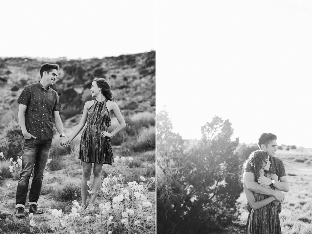 Jordan and Riley standing on the desert hillside. 