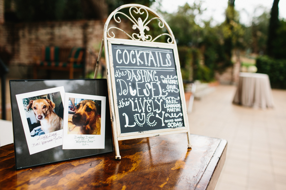 The cocktail bar had signature cocktails named after the bride and groom