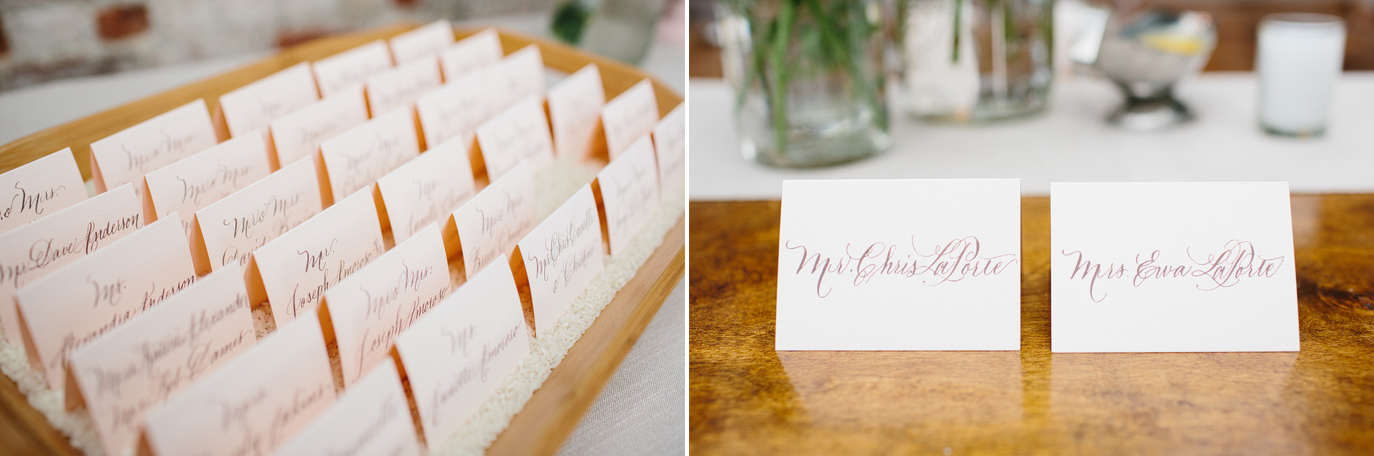 The escort cards were on a pretty light pink paper. 