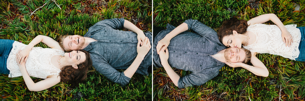 Here are photos of the couple laying in succulents by the beach. 