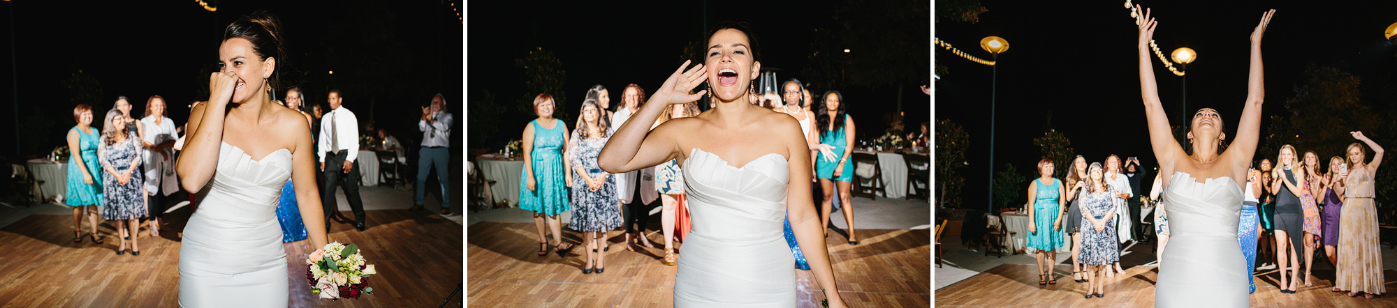 Here are photos of Christina tossing her bouquet. 