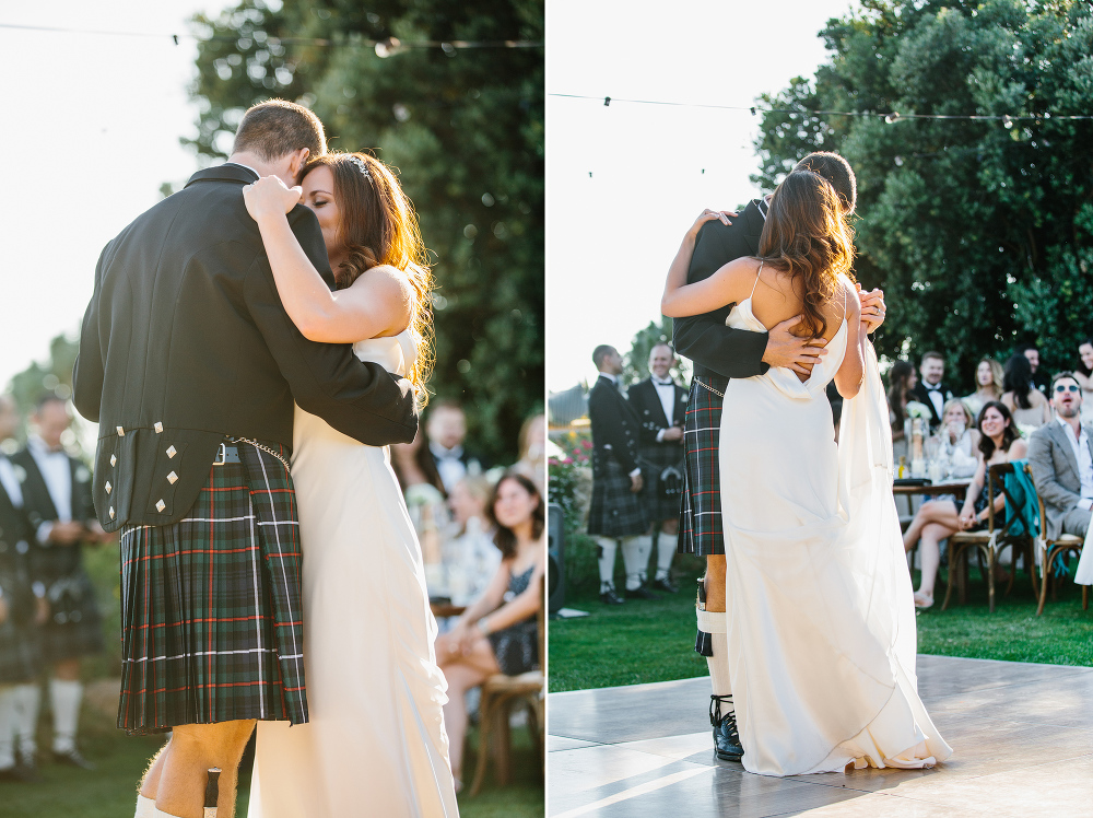 The couple dancing their first dance. 