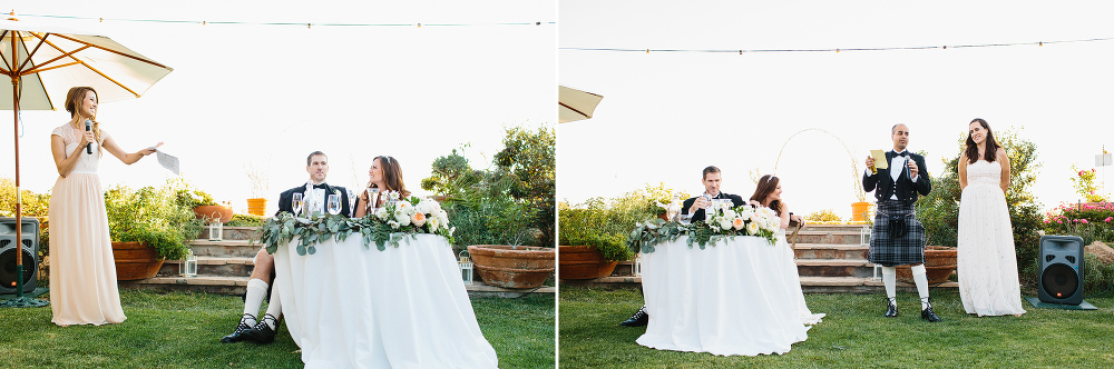 The bridal party gave toasts during the reception. 