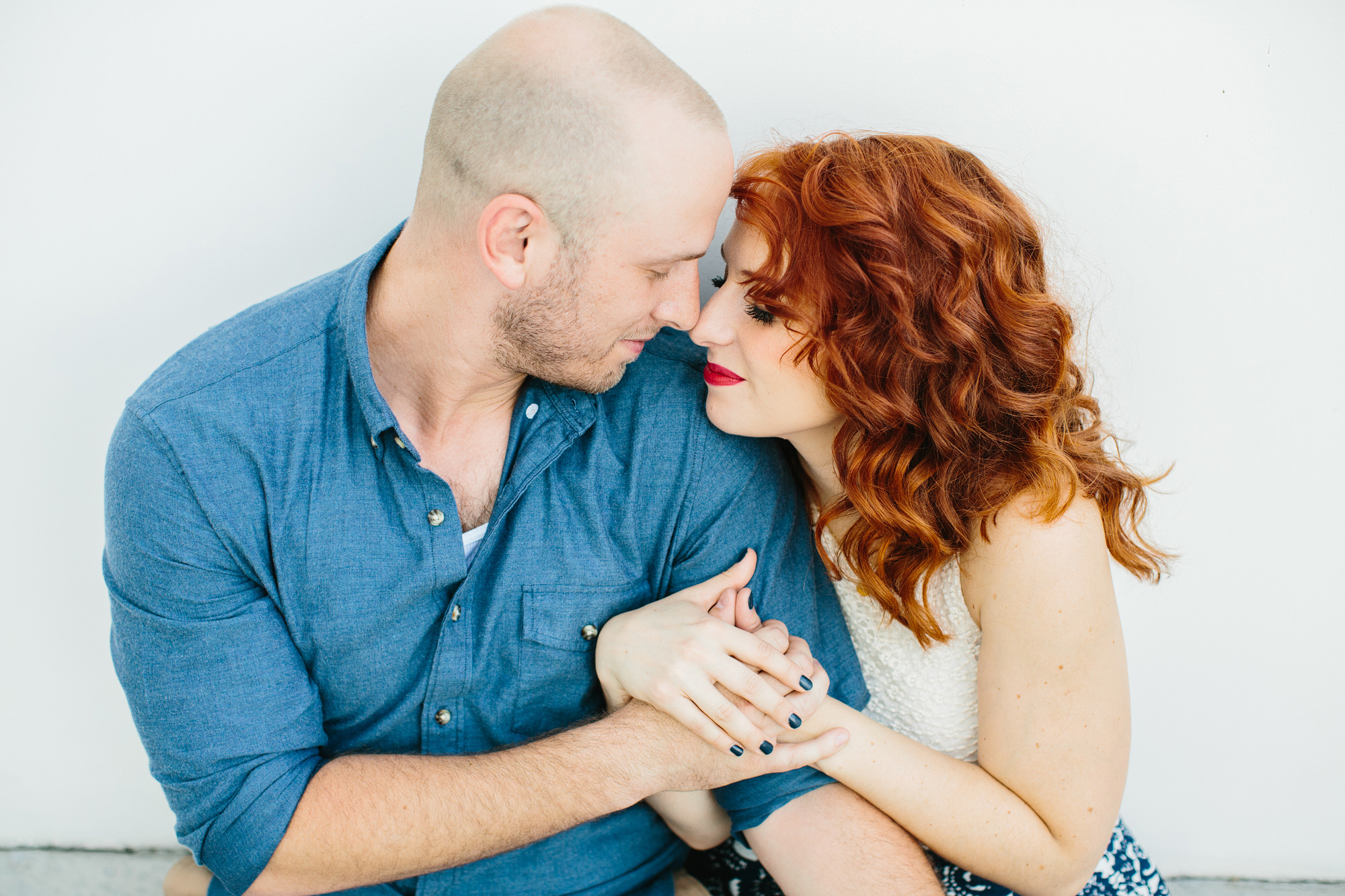 The couple touching noses. 