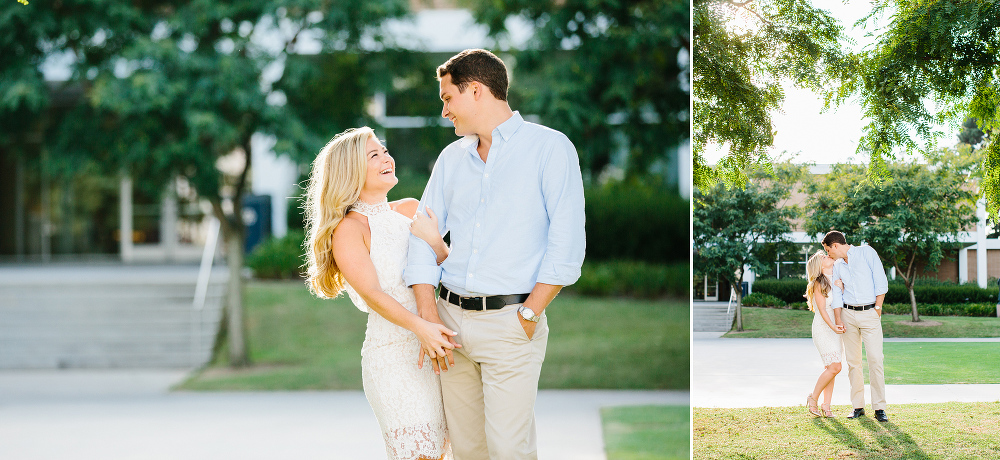 Alyssa wore a cream lace dress for her engagement session. 