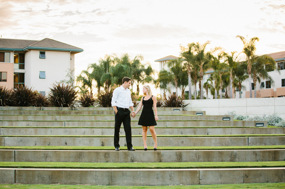 Alyssa and James on grass steps. 