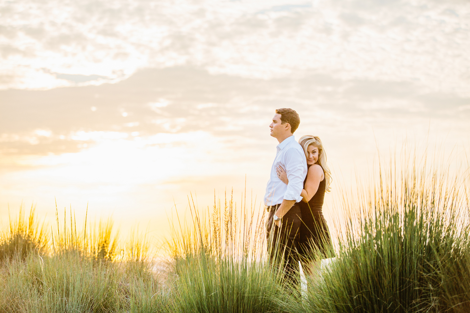 Alyssa and James posing during their engagement session. 