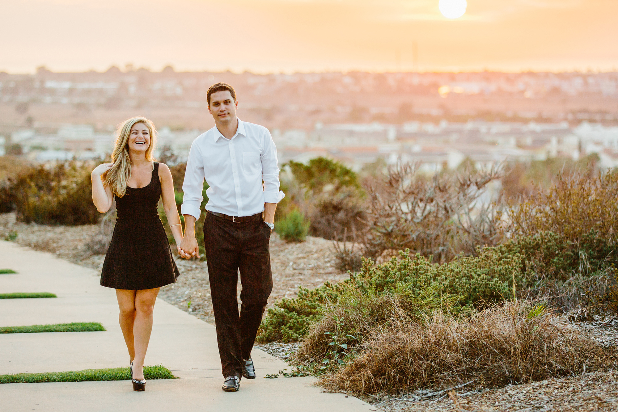 The couple walking at LMU. 