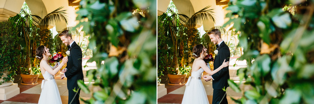 Adorable photos of the couple laughing during the first look. 