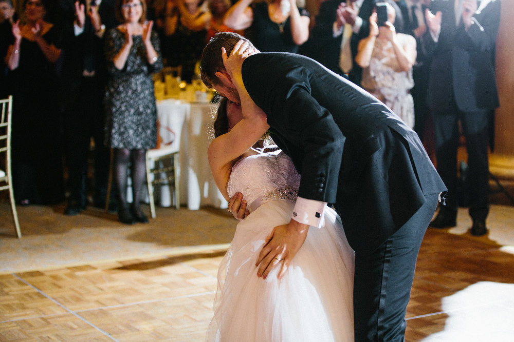 Karl dipping Laura during their dance. 