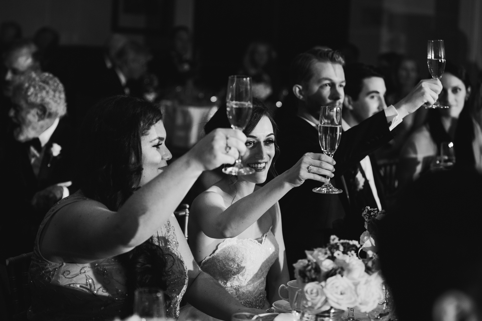 Laura and Karl toasting during the speech. 