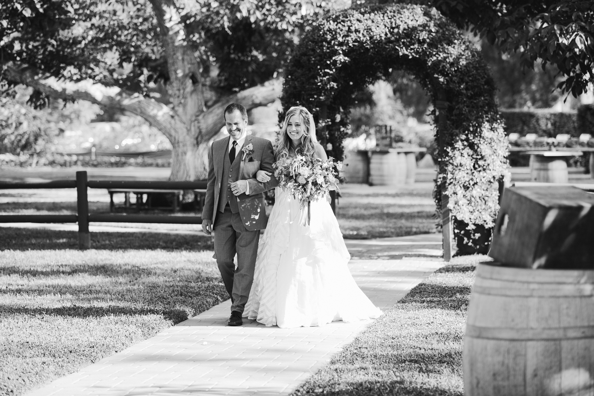 The bride walking down the aisle. 