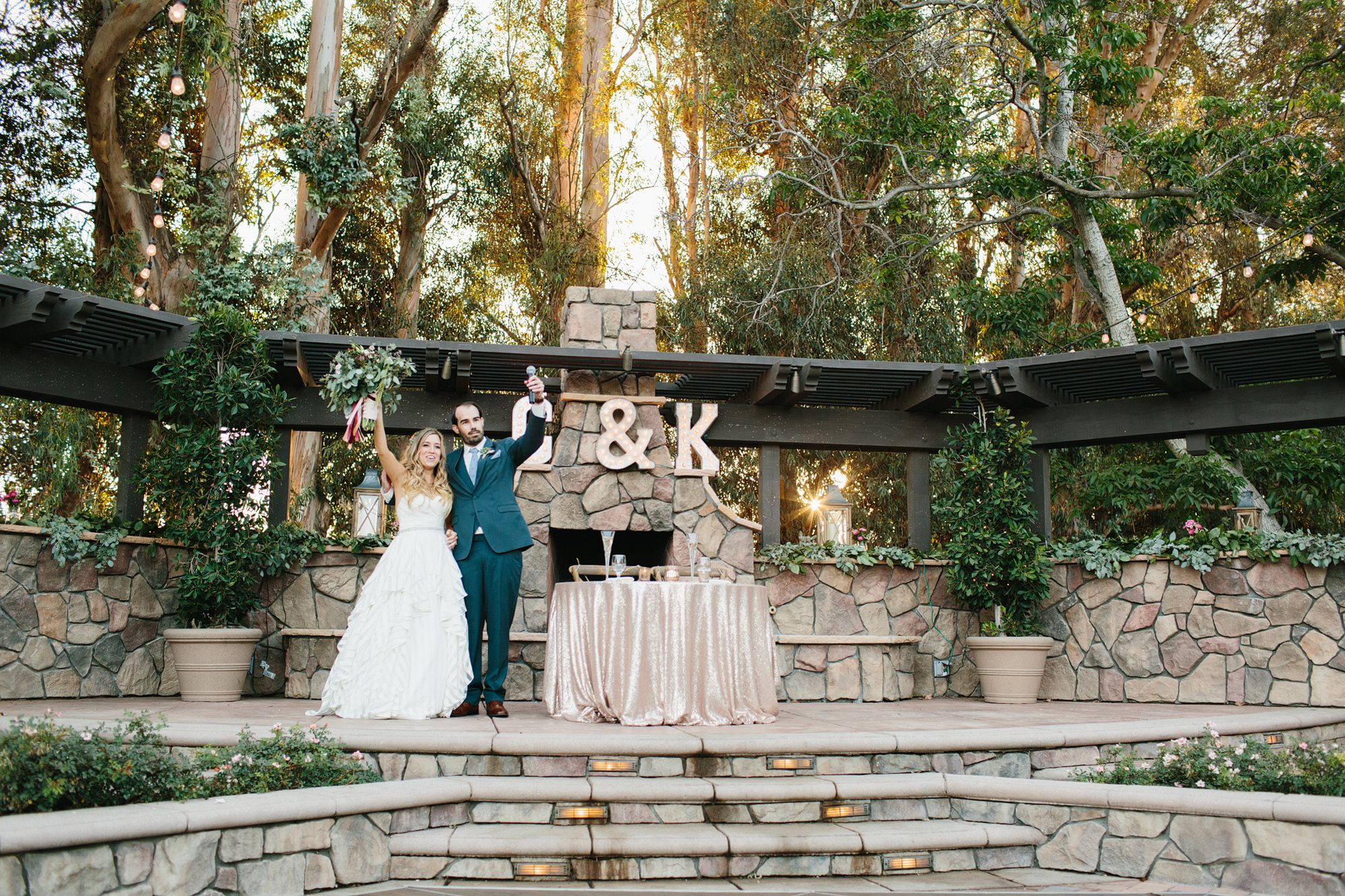 The bride and groom welcoming their family and friends. 