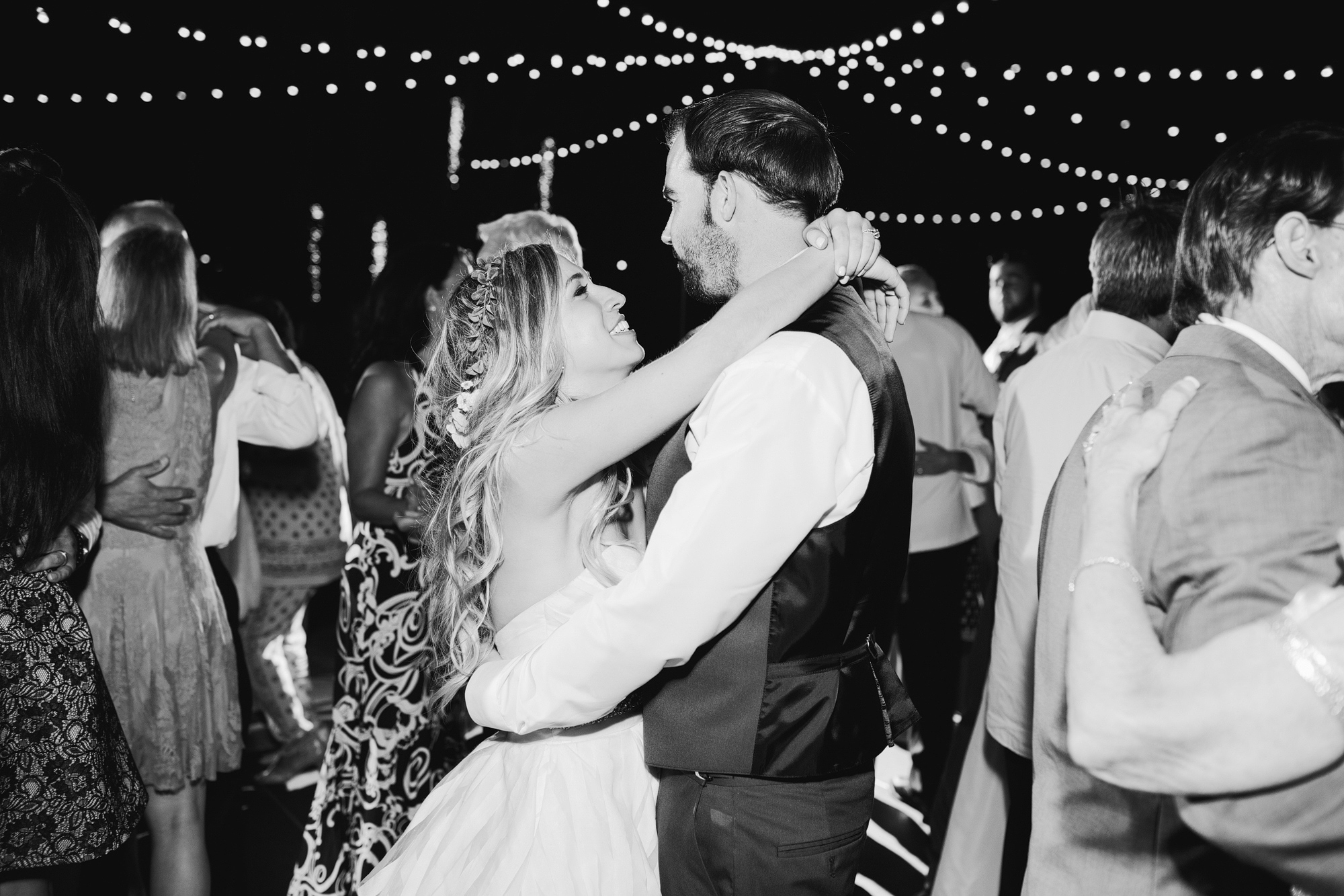 Katie and Chad dancing together during the reception.