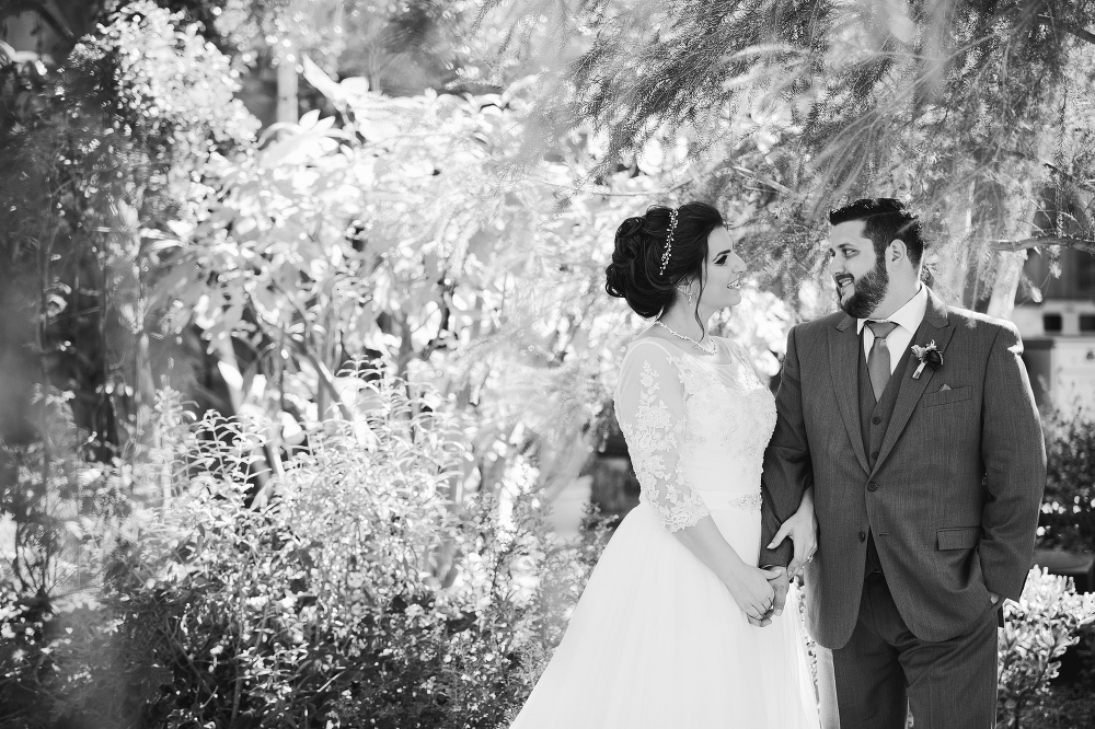 A cute black and white photo of the couple. 