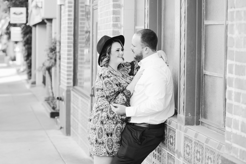 A sweet black and white photo of the couple. 